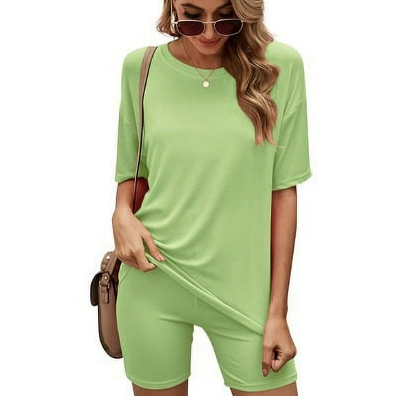 Haute Edition Matching Biker Short and T-Shirt Set with Plus