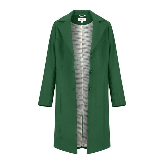 Haute Edition Women' Walker Wool Blend 3/4 Belted Long Jacket Winter Coat