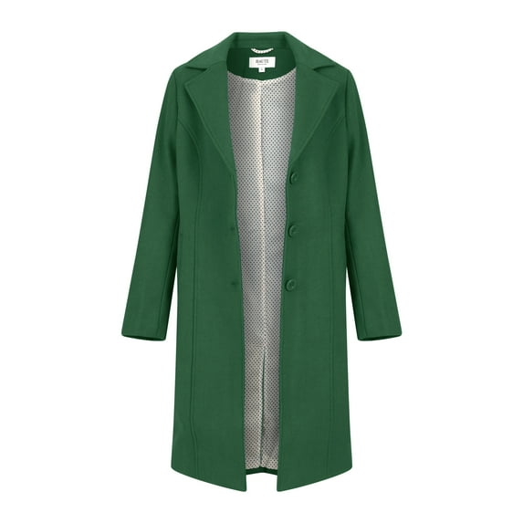 Haute Edition Women' Walker Wool Blend 3/4 Belted Long Jacket Winter Coat