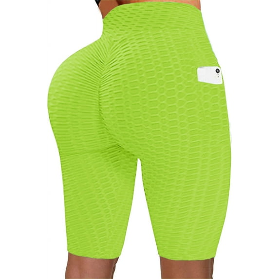 Haute Edition Women's Booty Lift Solid Color Biker Short with Pockets