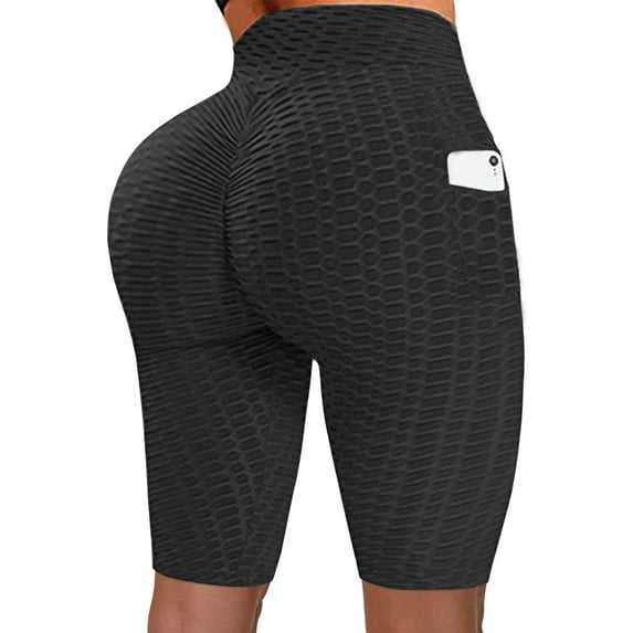 Haute Edition Women's Booty Lift Solid Color Biker Short with Pockets