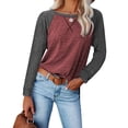 thumbnail image 1 of Haute Edition Women's Casual Fall Long Sleeve Top With Raglan Constrast Colorblock Sleeves, 1 of 5