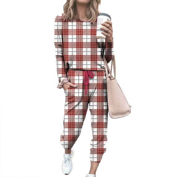 Haute Edition Women's Cozy Christmas Print 2-Piece Jogger Pajama Set