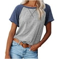 thumbnail image 1 of Haute Edition Women's Cross Stitch Contrast Raglan Short Sleeve Tee, 1 of 2