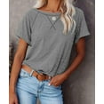 thumbnail image 1 of Haute Edition Women's Cross Stitch Contrast Raglan Short Sleeve Tee, 1 of 2