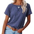 thumbnail image 1 of Haute Edition Women's Cross Stitch Contrast Raglan Short Sleeve Tee, 1 of 2