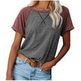 thumbnail image 1 of Haute Edition Women's Cross Stitch Contrast Raglan Short Sleeve Tee, 1 of 2