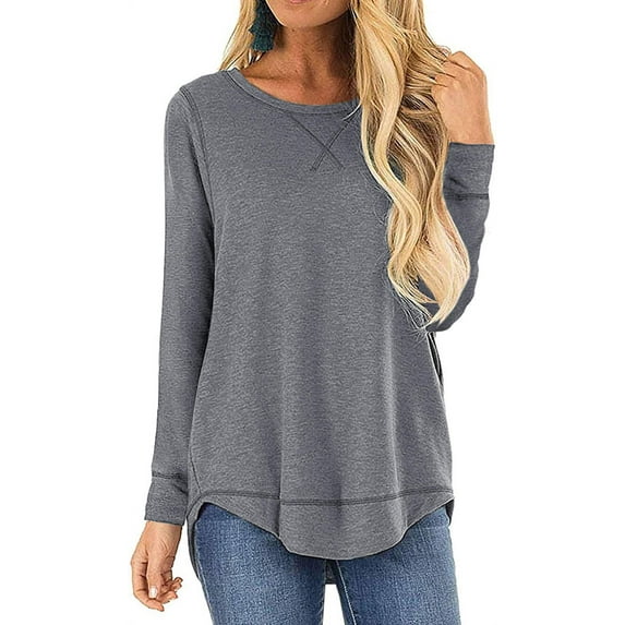 Haute Edition Women's Cross Stitch Loose Fit Long Sleeve Tee with Plus