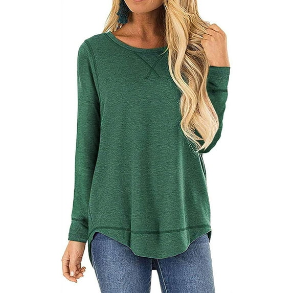 Haute Edition Women's Cross Stitch Loose Fit Long Sleeve Tee with Plus