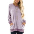 thumbnail image 1 of Haute Edition Women's Heather Contrast Slouchy Cozy Pocket Sweatshirt Tunic, 1 of 6