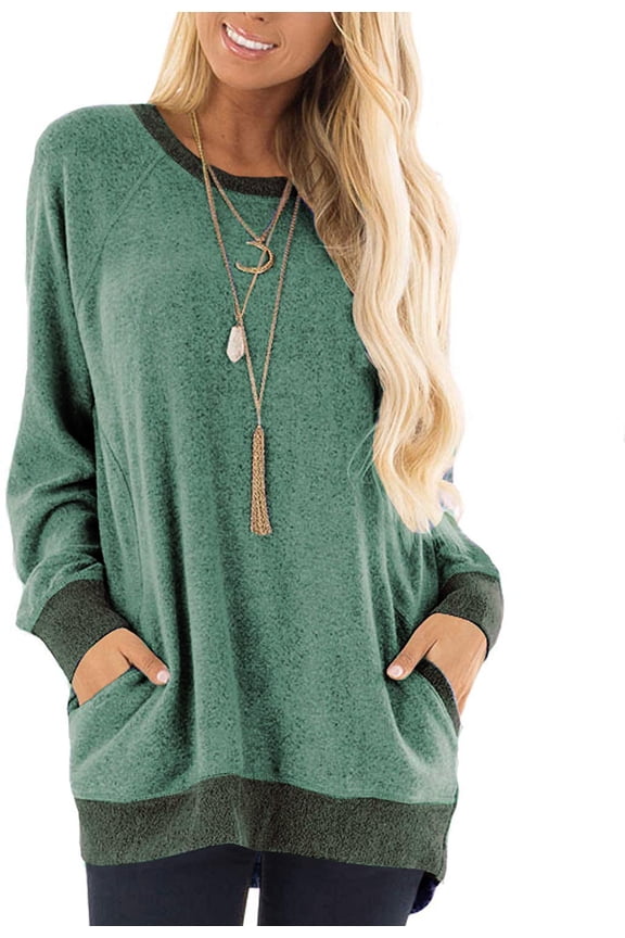 Women's Heather Contrast Slouchy Cozy Pocket Sweatshirt Tunic
