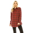 thumbnail image 1 of Haute Edition Women's Long Button Down Flannel Tunic Shirt with Plus, 1 of 3