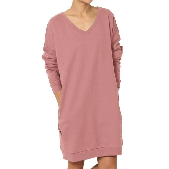 Haute Edition Women's Oversized Pullover Sweatshirt Dress