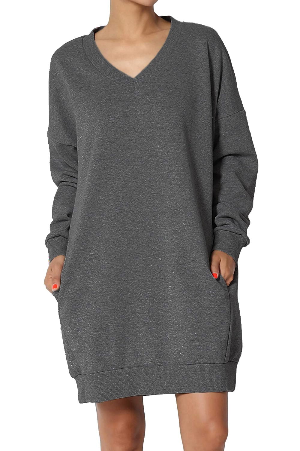 Haute Edition Women's Oversized Pullover Sweatshirt Dress - Walmart.com