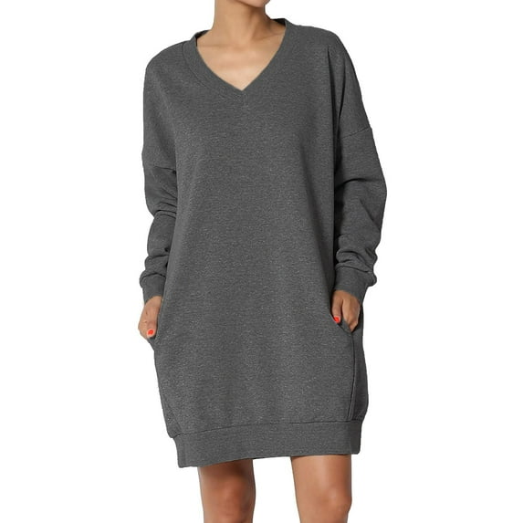 Haute Edition Women's Oversized Pullover Sweatshirt Dress
