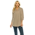 thumbnail image 1 of Haute Edition Women's Pattern and Solid 3/4 Roll Tab Sleeve Tunic Blouse Top, 1 of 5