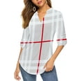 thumbnail image 1 of Haute Edition Women's Pattern and Solid 3/4 Roll Tab Sleeve Tunic Blouse Top, 1 of 7