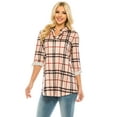 thumbnail image 1 of Haute Edition Women's Pattern and Solid 3/4 Roll Tab Sleeve Tunic Blouse Top, 1 of 4