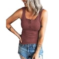 thumbnail image 1 of Haute Edition Women's Ribbed Scoop Neck Button Henley Tank, 1 of 4