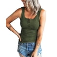 thumbnail image 1 of Haute Edition Women's Ribbed Scoop Neck Button Henley Tank, 1 of 4