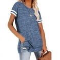 thumbnail image 1 of Haute Edition Women's Side Slit Varsity Stripe T-Shirt, 1 of 2