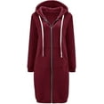 thumbnail image 1 of Haute Edition Women's Tunic Long Length Full Zip Hooded Sweatshirt Hoodie, 1 of 3