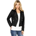 thumbnail image 1 of Haute Monde Women's Juniors Casual Faux Suede Moto Jacket (Black, Medium), 1 of 3