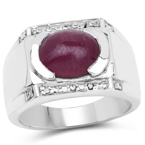 HauteFacets QR5047R-BRP-8 4.44 Carat Genuine Ruby & White Topaz Brass Ring