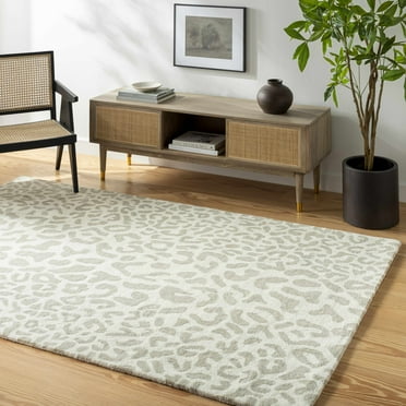 Hauteloom Adaya Wool Living Room, Bedroom Area Rug - Contemporary - Rose Cream, Oatmeal, Dusty Sage - 18" Sample