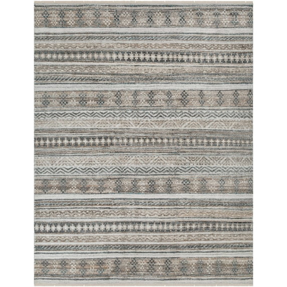 Hauteloom Adda Recycled Material Living Room, Bedroom Area Rug - Southwestern - Dark Red, Off White, Light Gray - 2' x 3'