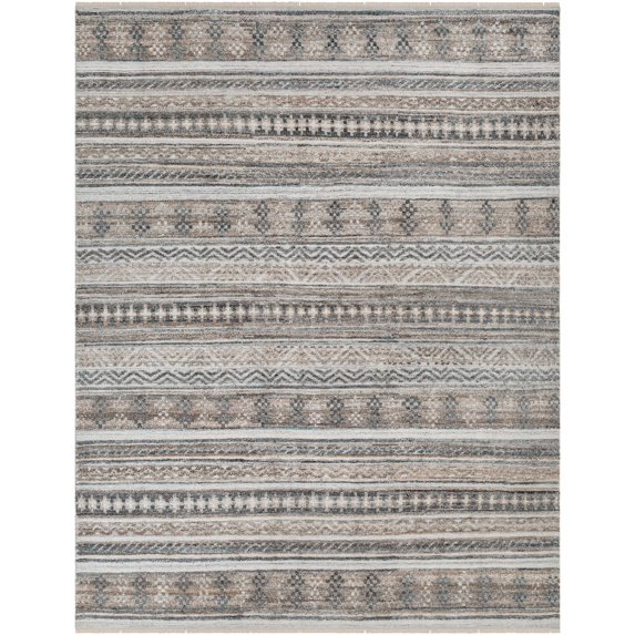 Hauteloom Adda Recycled Material Living Room, Bedroom Area Rug - Southwestern - Dark Red, Off White, Light Gray - 9' x 12'