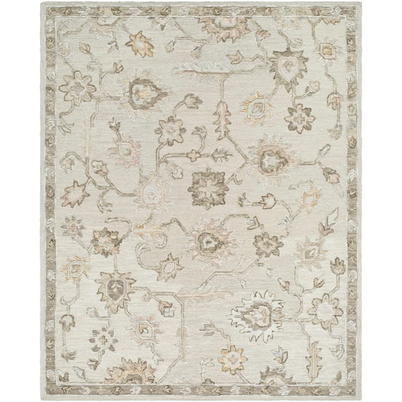 Hauteloom Adelle Boho Hand Tufted Natural Fiber Wool Area Rug - Traditional Floral Carpet for Living Room, Bedroom, Dining Room - Beige, Tan - 9' x 12'
