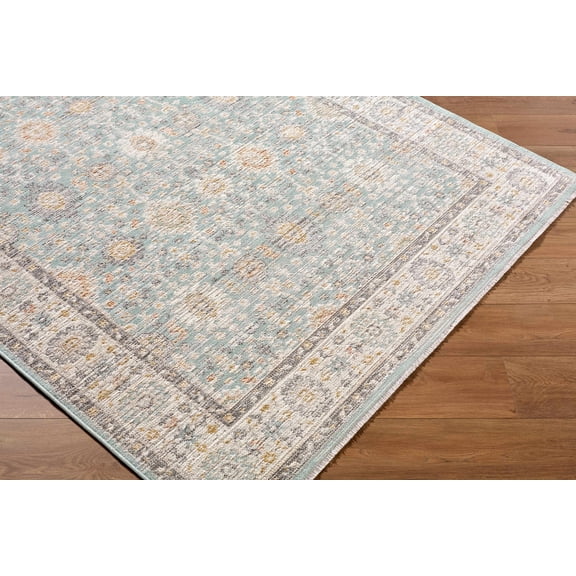 Hauteloom Adilet Living Room, Bedroom Machine Washable Area Rug - Traditional - Blue, Cream, Beige - 7'10" x 10'