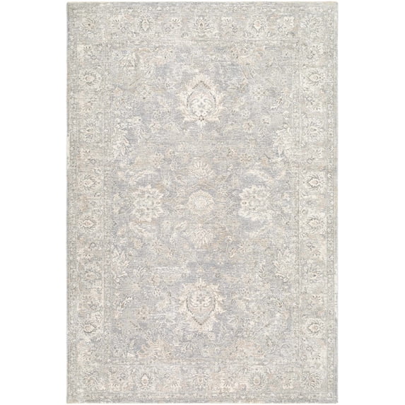 Hauteloom Adriel Living Room, Bedroom Area Rug - Traditional - Slate Blue, Cream, Light Gray - 5' x 7'5"