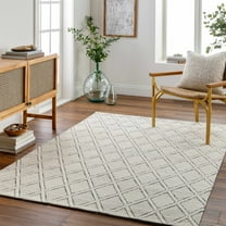Hauteloom Aeron Wool Living Room, Bedroom Area Rug - Beige, Gray - 27" x 45"
