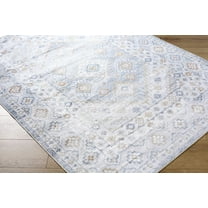 Hauteloom Agaton Living Room, Bedroom Machine Washable Area Rug - Traditional - Light Blue, Orange, White - 2' x 2'11"