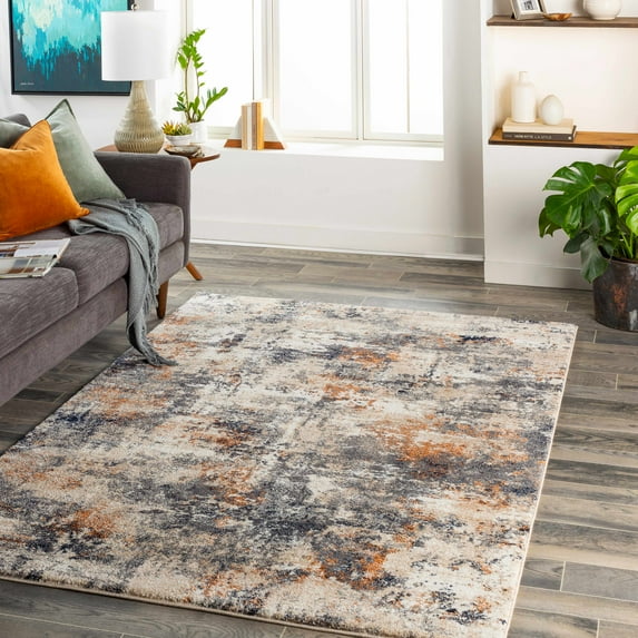 Hauteloom Agpangi Living Room, Bedroom Area Rug - Contemporary - High Pile - Cream, Dusty Coral, Beige - 7'10" Square
