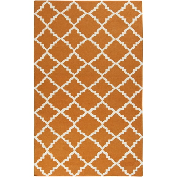 Hauteloom Aguilar Wool Living Room, Bedroom Area Rug - Transitional - Burnt Orange, Ivory - 9' x 13'