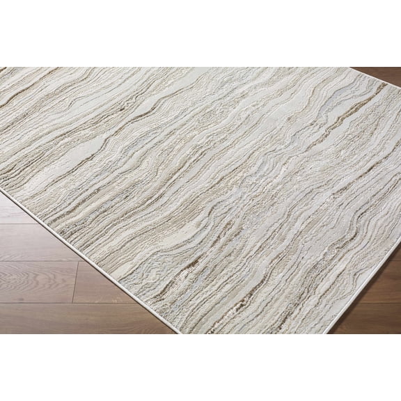 Hauteloom Ailith Living Room, Bedroom Area Rug - Contemporary - Ivory, Cream, Peach - 7'10" x 10'