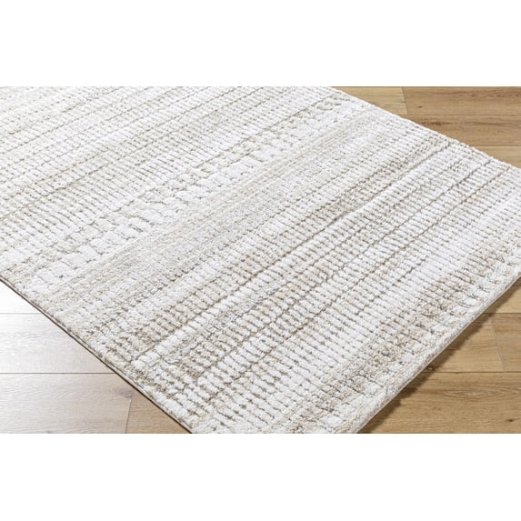 Hauteloom Akande Living Room, Bedroom Area Rug - Bohemian, Transitional - High Pile - Light Silver, Ash, Silver Gray - 5'3" x 7'