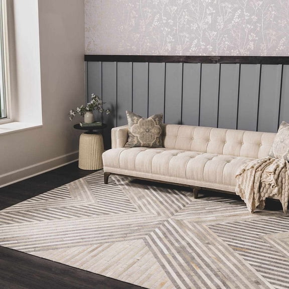 Hauteloom Akiye Living Room, Bedroom Area Rug - Gray, Beige - 2' x 3'