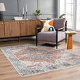 thumbnail image 1 of Hauteloom Akram Boho Oriental Medallion Runner Rug -Traditional Floral Carpet for Hallway, Kitchen - Machine Washable - Gray, Orange, Rust - 2'7" x 7'3" (2x8 Runner Rug), 1 of 16