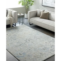 Hauteloom Tirfe Living Room, Bedroom Area Rug - Traditional - High Pile - Light Gray, Beige, Teal - 10' x 14'