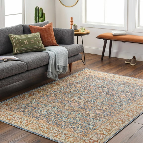 Hauteloom Alair Living Room, Bedroom Patio Outdoor Area Rug - Brown, Blue, Orange - 8'10" x 12'