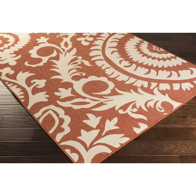 Hauteloom Alburnett Hallway, Kitchen Patio Outdoor Runner Rug - Traditional, Transitional - Rust, Beige - 2'5" x 11'10"