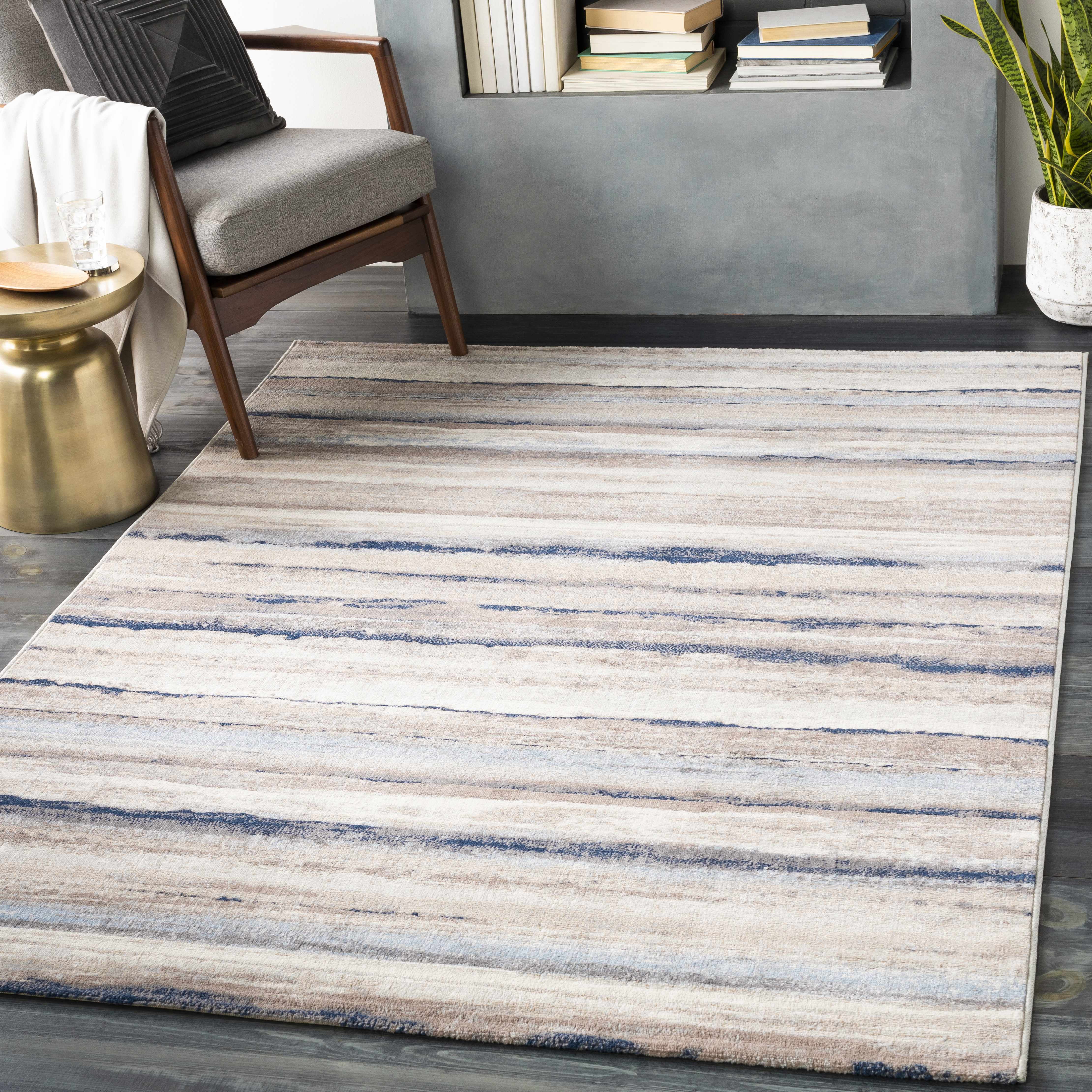 Gray and Beige Abstract Medium Pile Area Rug 5'3" x 7'1"