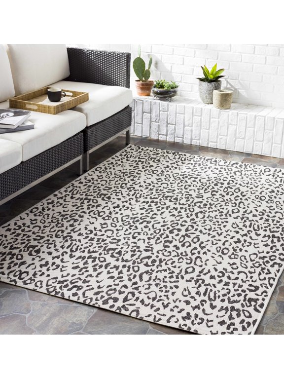 Alderbury Living Room, Bedroom Patio Outdoor Area Rug - Contemporary - Black, Off White, Charcoal - 2' x 2'11"