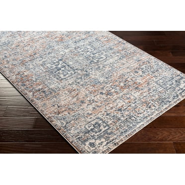 Hauteloom Alderton Living Room, Bedroom Area Rug - Traditional - Navy, Denim, Gray - 7'10" Round