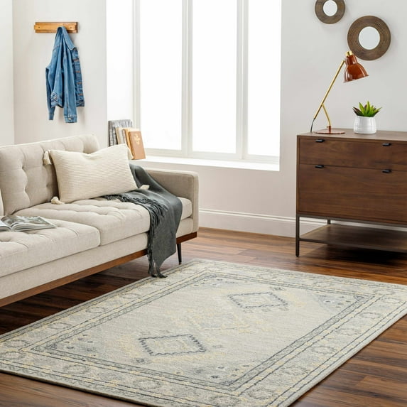 Hauteloom Alena Wool Living Room, Bedroom Area Rug - Traditional - Light Gray, Eggplant, Gray - 18" Sample
