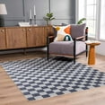 thumbnail image 1 of Hauteloom Alia Contemporary Checkered Area Rug - Modern Geometric Bordered Carpet for Living Room, Dining Room - Checkboard Design - Square Tiles - Contemporary - Ivory, Blue, Gray - 9'2" x 12', 1 of 19